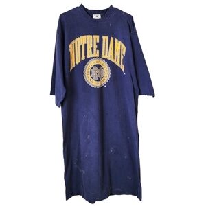 NOTRE DAME x VINTAGE short sleeve tee shirt dress in navy ONE SIZE